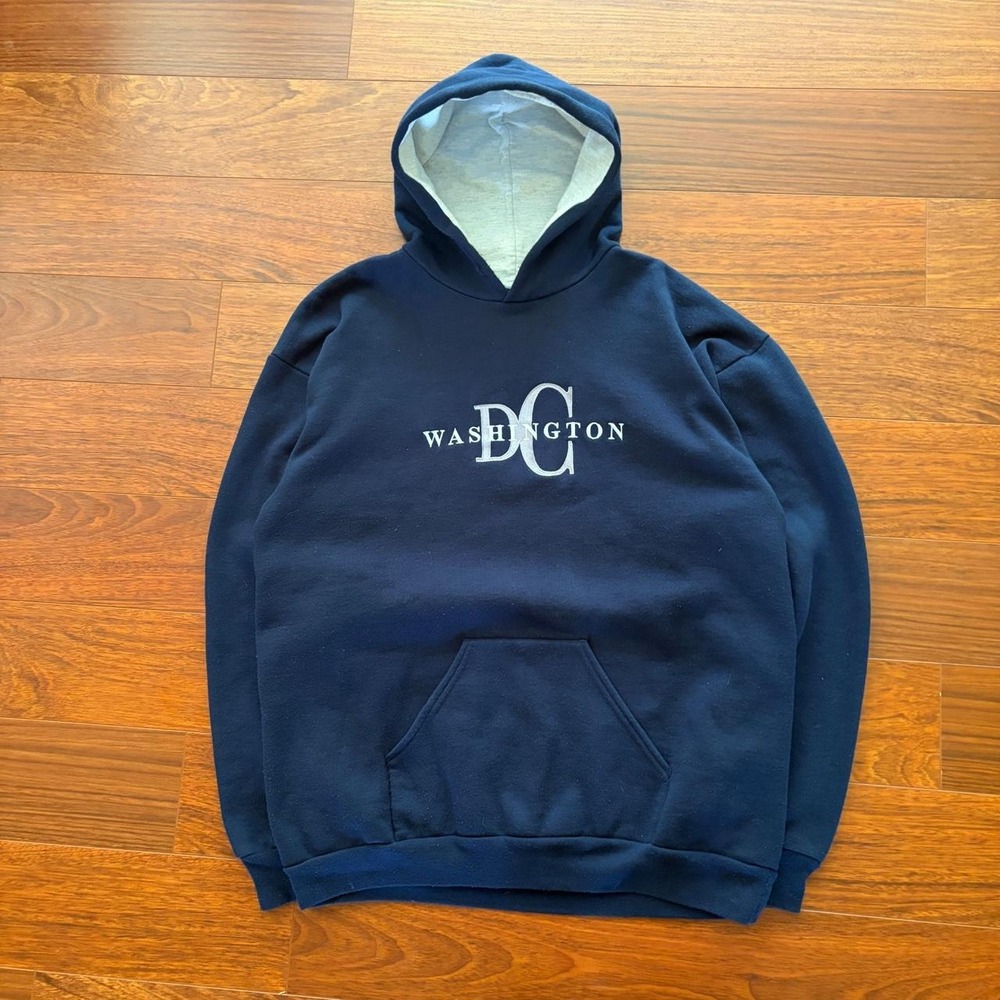 Vintage 90s Washington DC Made in USA Navy Hoodie XL